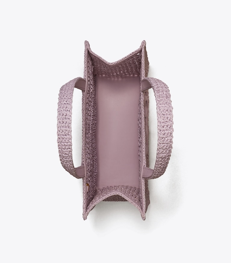 Tory Burch designer tote bags Small Ella Hand-Crocheted Tote in Pale Purple angle