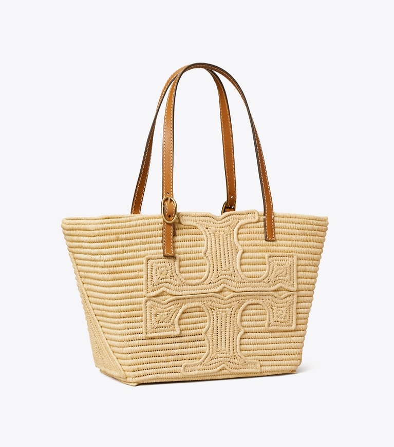 Tory Burch designer tote bags Small Ella Handwoven Raffia Tote in Natural angle