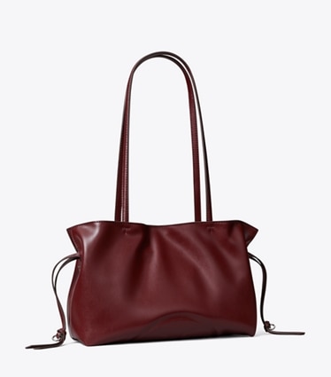 Tory Burch designer トートバッグ エラ natuura™  ドローストリング スモール トートバッグ in Merlot angle