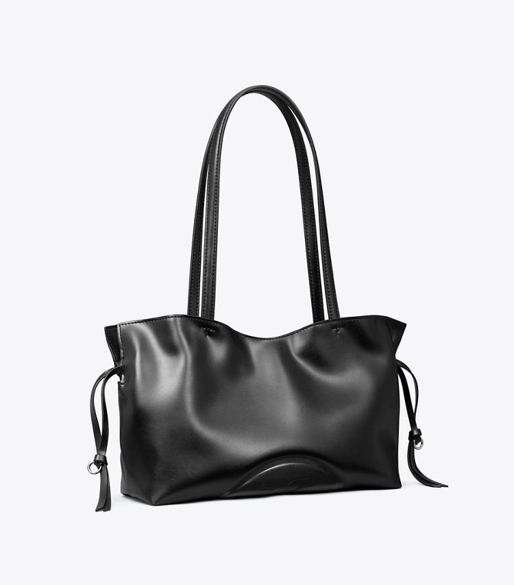 Tory Burch designer tote bags Small Ella natuura™ Drawstring Tote in Black angle