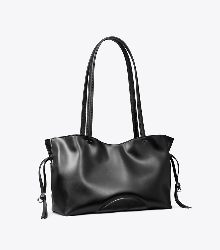 Tory Burch designer tote bags Small Ella natuura™ Drawstring Tote in Black angle