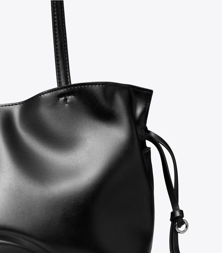 Tory Burch designer tote bags Small Ella natuura™ Drawstring Tote in Black detail