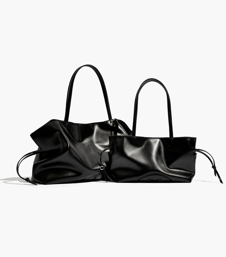 Tory Burch designer tote bags Small Ella natuura™ Drawstring Tote in Black angle