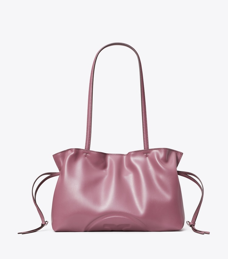 Tory Burch designer tote bags Small Ella natuura™ Drawstring Tote in Plum Haze front