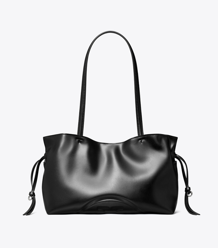 Tory Burch designer tote bags Small Ella natuura™ Drawstring Tote in Black front