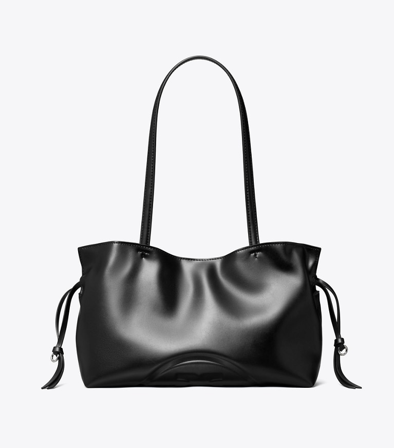Tory Burch designer tote bags Small Ella natuura™ Drawstring Tote in Black angle