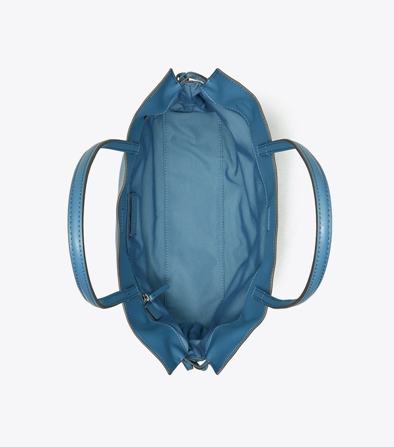 Tory Burch designer tote bags Small Ella natuura™ Drawstring Tote in Electric Blue angle