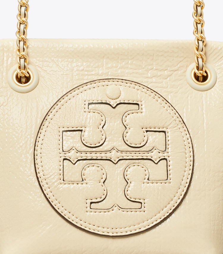 Tory Burch designer crossbody bags Small Ella Patent Chain Crossbody in Oats detail