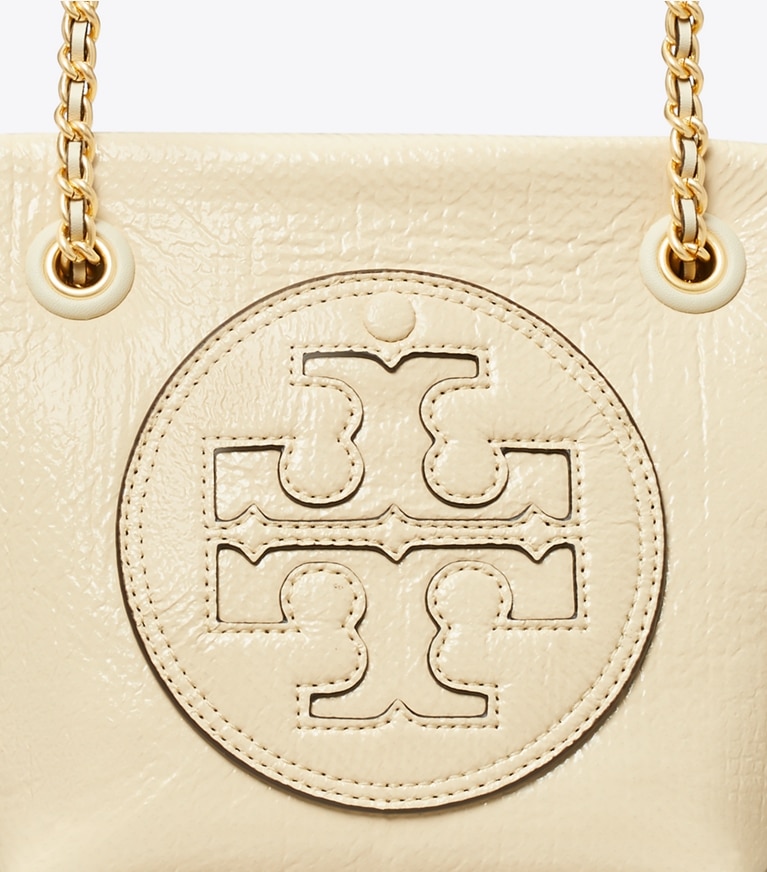 Tory Burch designer crossbody bags Small Ella Patent Chain Crossbody in Oats angle