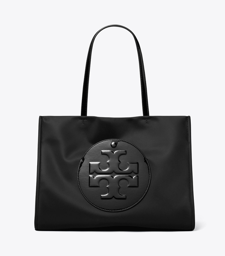 Tory Burch designer tote bags Small Ella Patent Tote in Black front