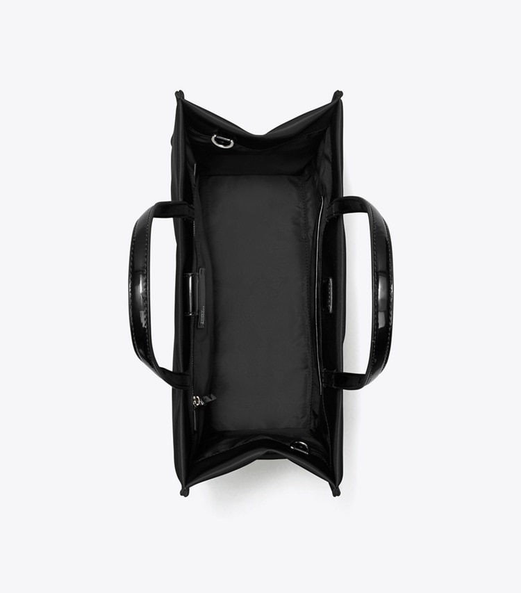 Tory Burch designer tote bags Small Ella Patent Tote in Black overhead