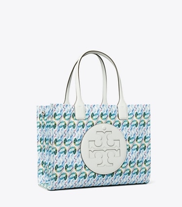 Tory Burch designer tote bags Small Ella Printed Tote in Swan angle