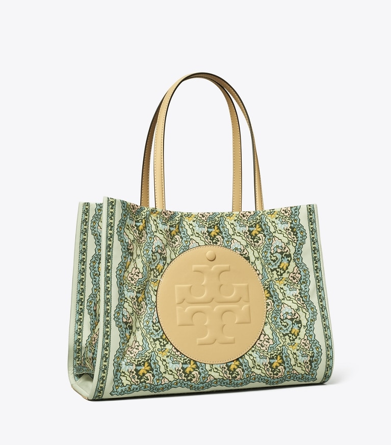 Tory Burch designer tote bags Small Ella Printed Tote in Blue Dream Paisley angle