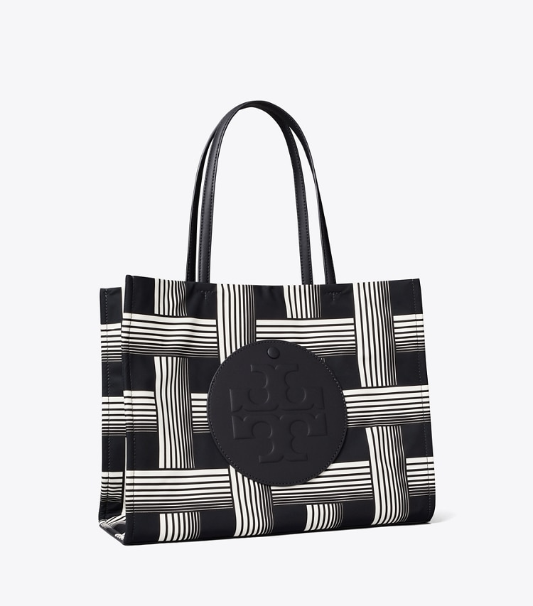 Tory Burch designer tote bags Small Ella Printed Tote in Brown Gradual Stripe Small angle