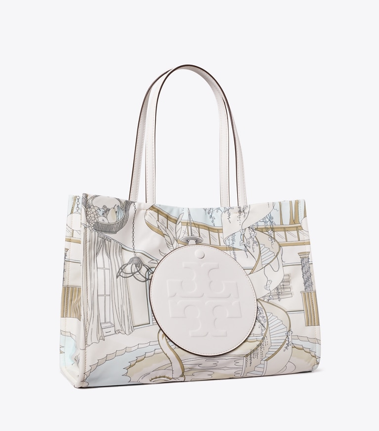 Tory Burch designer tote bags Small Ella Printed Tote in The Pool Beige angle