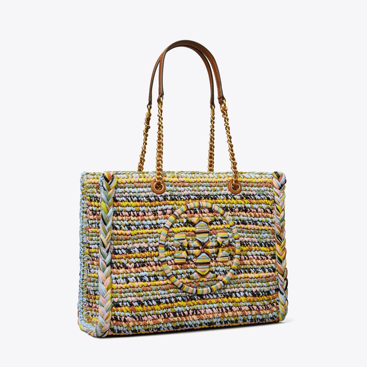 Small Ella Raffia Mélange Chain Tote: Women's Designer Tote