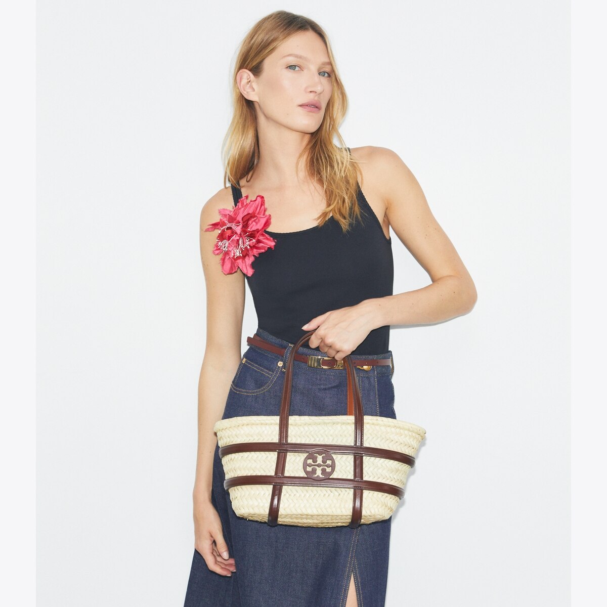 Small Ella Straw Basket: Women's Designer Tote Bags | Tory Burch