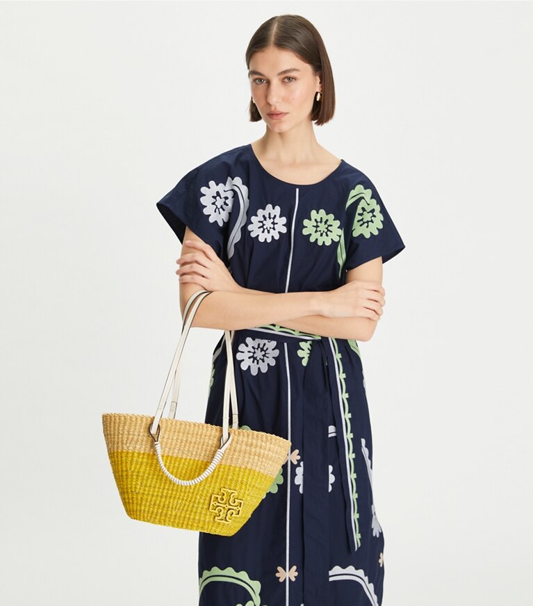 Small Ella Straw Basket Tote: Women's Designer Tote Bags | Tory Burch