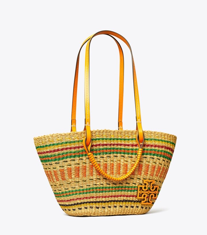 Small Ella Straw Striped Basket Tote: Women's Designer Tote Bags