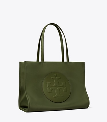 Tory Burch designer tote bags Small Ella Tote in Olive Green angle
