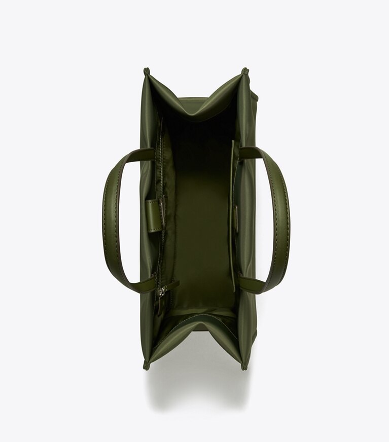 Tory Burch designer tote bags Small Ella Tote in Olive Green overhead