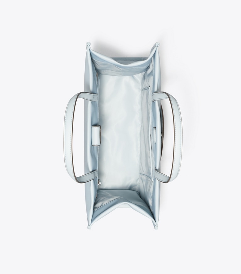 Tory Burch designer tote bags Small Ella Tote in Crane Blue overhead