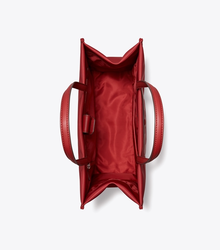 Tory Burch designer tote bags Small Ella Tote in Toucan Red overhead