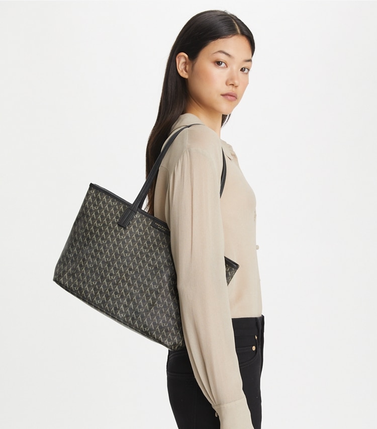 Tory Burch designer tote bags Small Ever-Ready Zip Tote in Black accessory on model