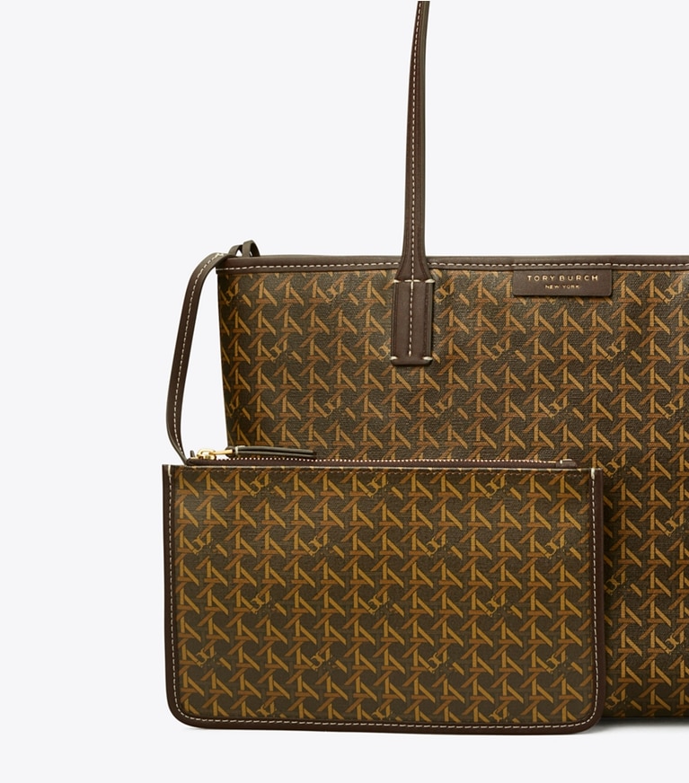 Tory Burch designer tote bags Small Ever-Ready Zip Tote in Chocolate angle