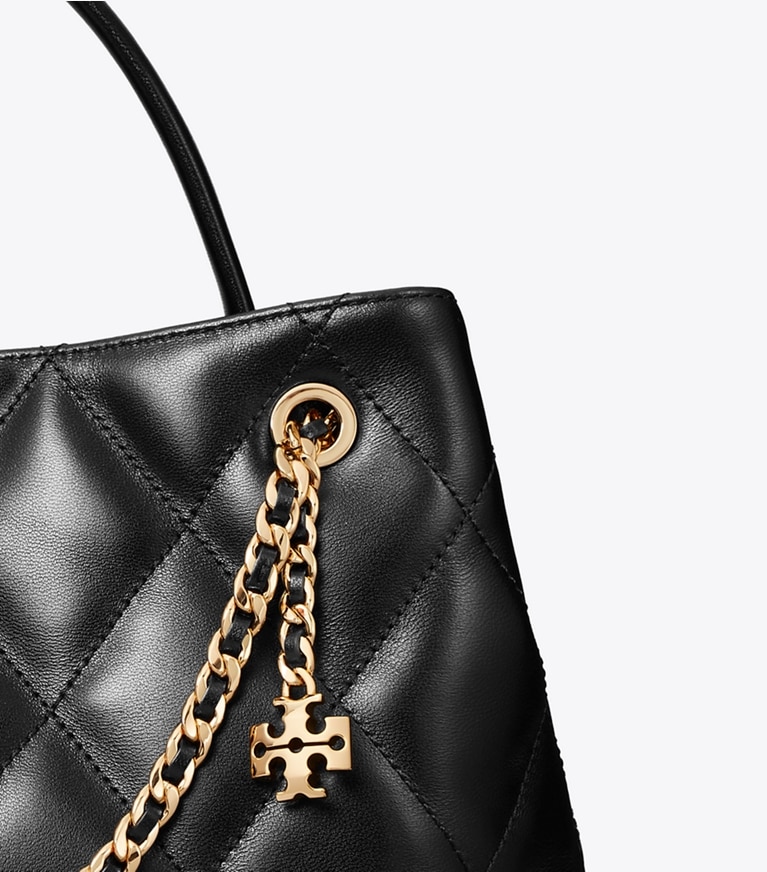 Tory Burch designer crossbody bags Small Fleming Carryall in Black detail