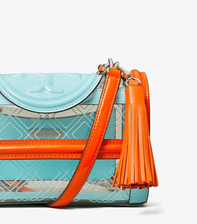 Tory Burch designer shoulder bags Small Fleming Clear Convertible Shoulder Bag in Clear angle