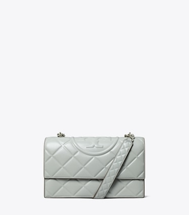 Tory Burch designer shoulder bags Small Fleming Convertible Shoulder Bag in Gray front