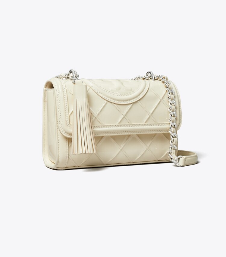 Tory Burch designer shoulder bags Small Fleming Patent Convertible Shoulder Bag in Pound Cake angle