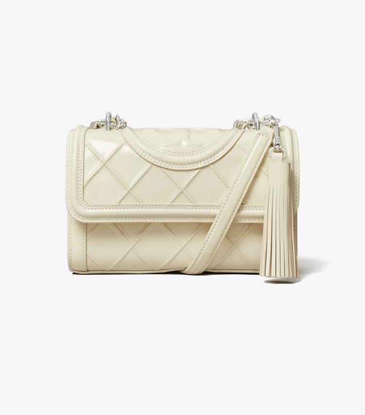 Tory Burch designer shoulder bags Small Fleming Patent Convertible Shoulder Bag in Pound Cake front