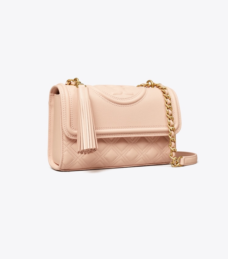 Tory Burch designer shoulder bags Small Fleming Polished-Grain Convertible Shoulder Bag in Pink Dawn angle