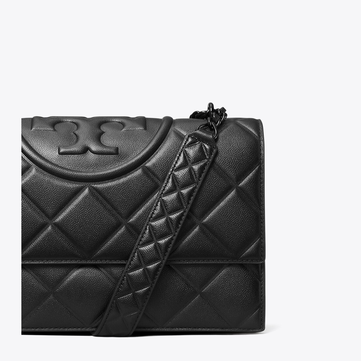 Small Fleming Polished-Grain Convertible Shoulder Bag