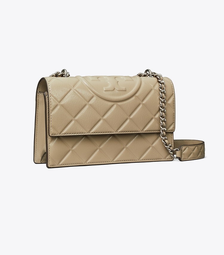 Tory Burch designer shoulder bags Small Fleming Shoulder Bag in Soft Cement angle