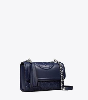 Tory Burch designer shoulder bags Small Fleming Shoulder Bag in Royal Navy angle