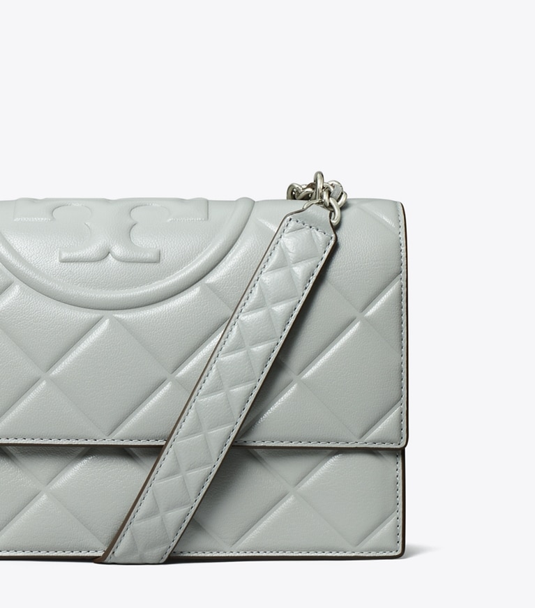 Tory Burch designer shoulder bags Small Fleming Shoulder Bag in Gray angle