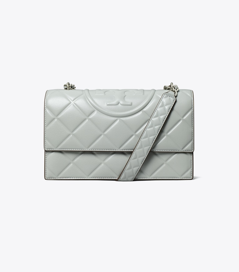 Tory Burch designer shoulder bags Small Fleming Shoulder Bag in Gray angle