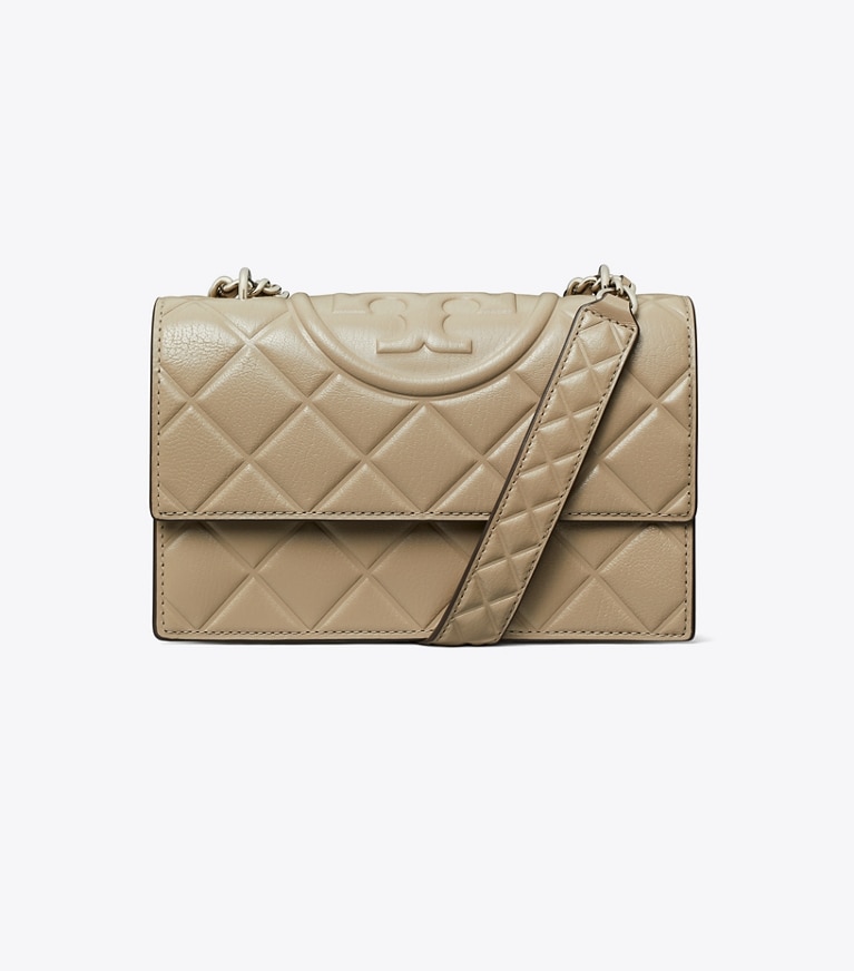 Tory Burch designer shoulder bags Small Fleming Shoulder Bag in Soft Cement front