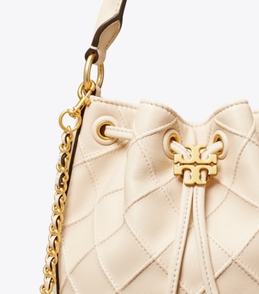 Tory Burch designer crossbody bags Small Fleming Soft Bucket Bag in New Cream angle