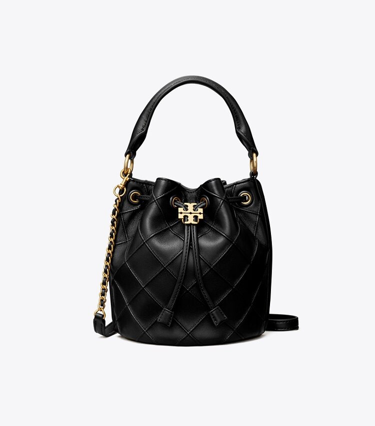 Tory Burch designer crossbody bags Small Fleming Soft Bucket Bag in Black front