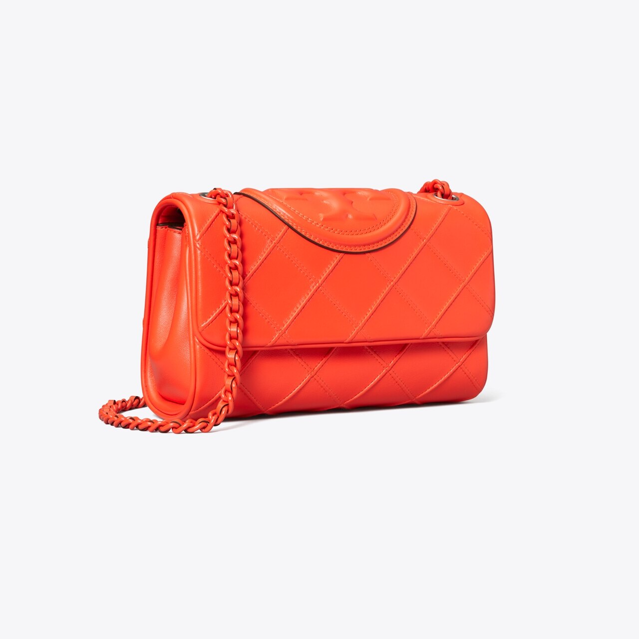 Fleming Soft of Tory Burch - Quilted leather bag orange colored