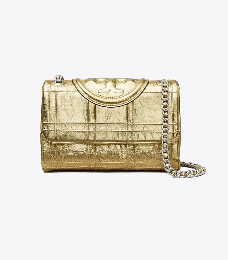 Tory Burch designer shoulder bags Small Fleming Soft Convertible Shoulder Bag in 18 Kt Gold front