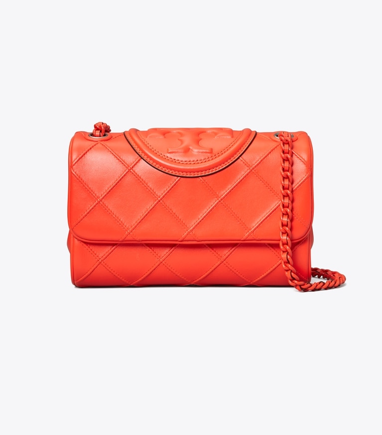 Tory Burch designer shoulder bags Small Fleming Soft Convertible Shoulder Bag in Sour Cherry angle
