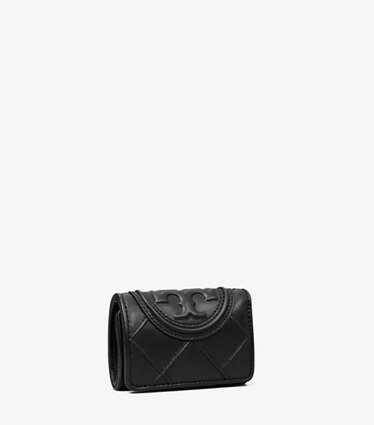 Tory Burch designer wallets Small Fleming Soft Flap Wallet in Black angle