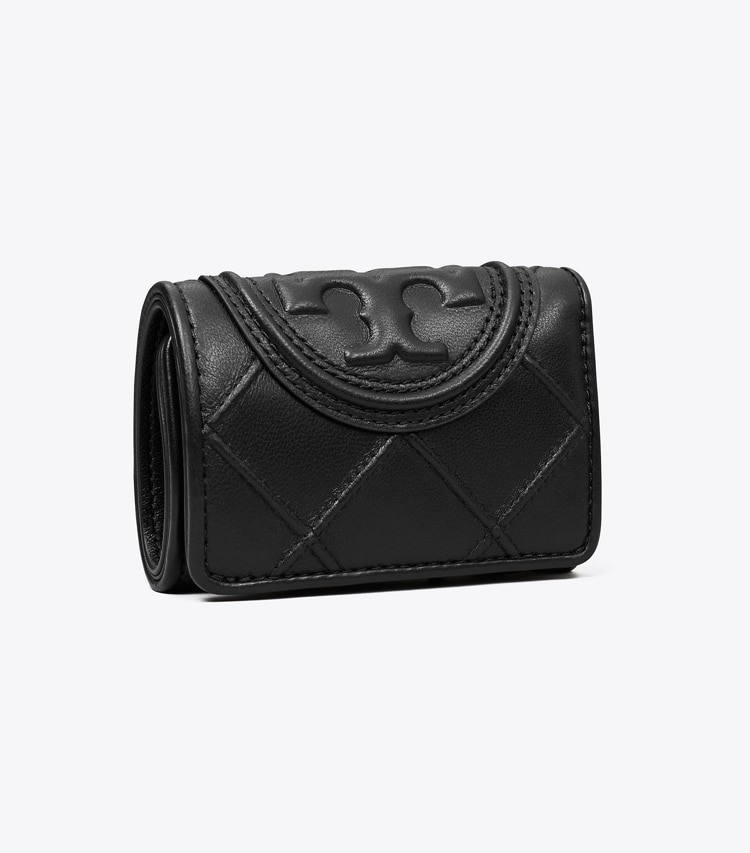 Tory Burch designer wallets Small Fleming Soft Flap Wallet in Black angle