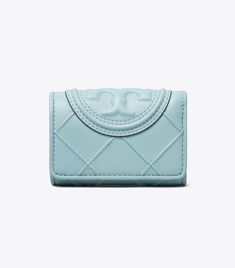 Tory Burch designer wallets Small Fleming Soft Flap Wallet in Geyser front