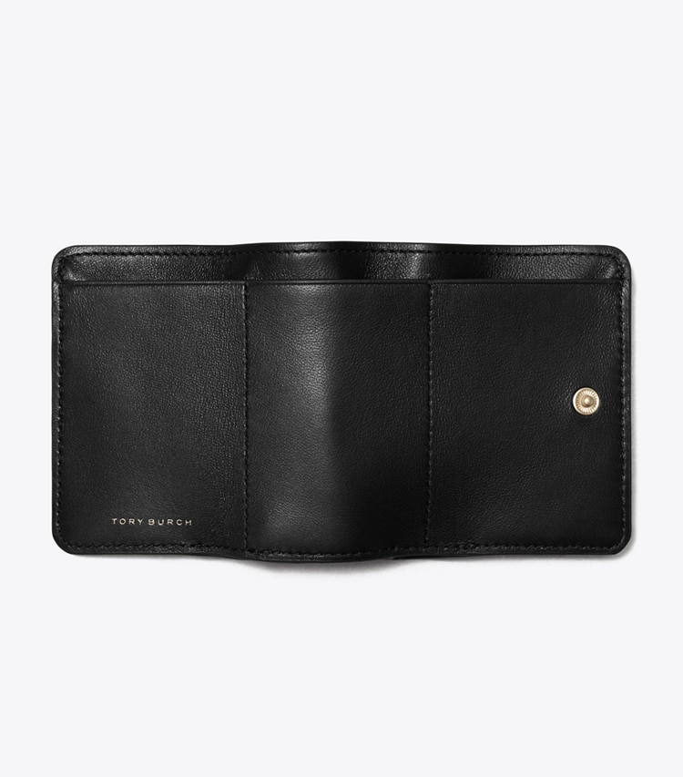 Tory Burch designer wallets Small Fleming Soft Flap Wallet in Black overhead